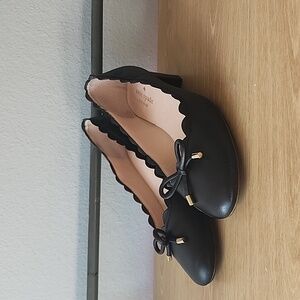 Kate Spade Yasmin Scalloped Bow Ballet Block Heel in Black 9